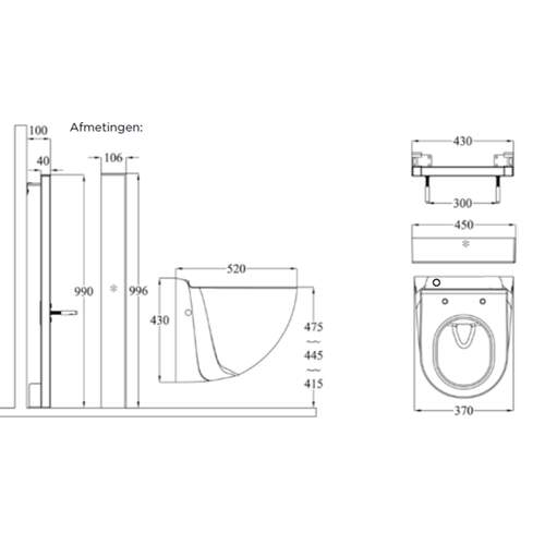 Wandcloset Sanibroyeur vermaler Sanicompact sofclose toiletzitting comfortbox in wit