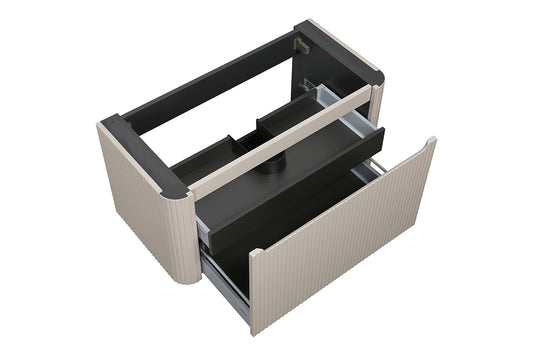 Badkamermeubelset Wiesbaden Sulora 80cm mat beige inclusief spiegel Uovo