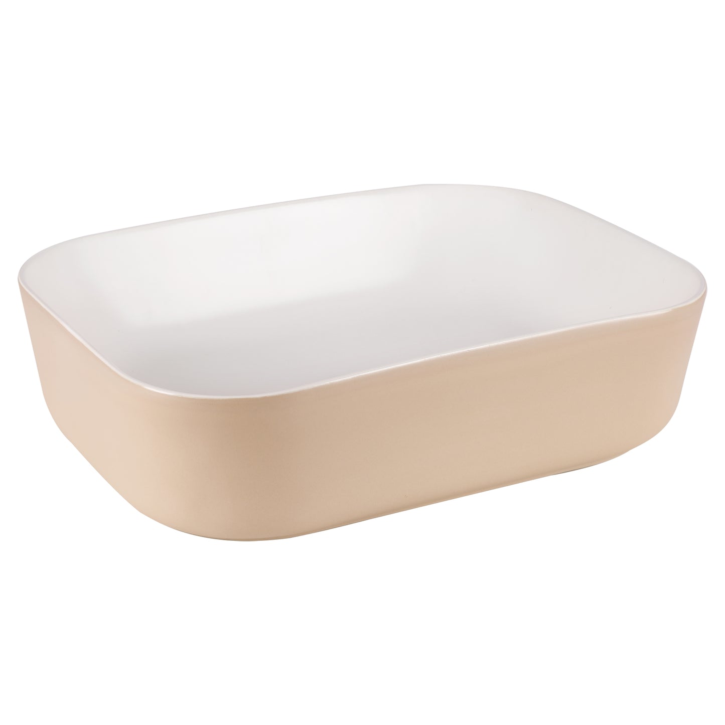 Opbouw waskom Differnz Zena rechthoek 48cm keramiek beige en wit
