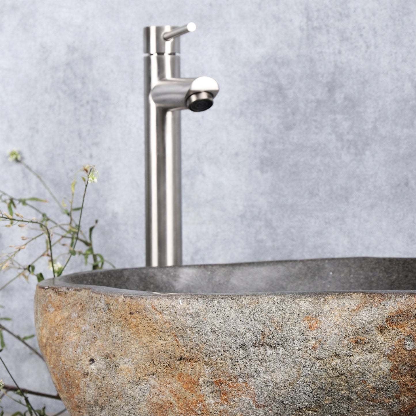 Opbouw waskom Differnz Lombok 36cm riverstone beige en grijs