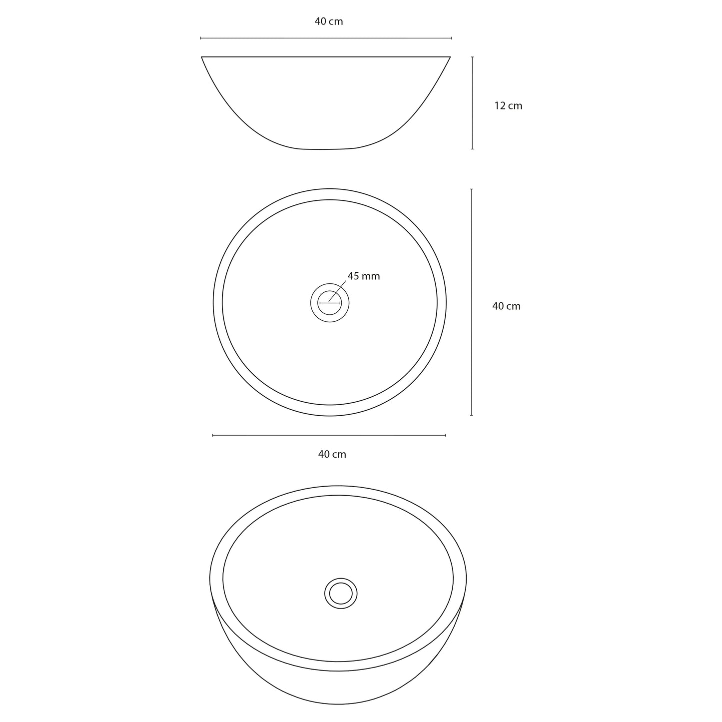 Opbouw waskom Differnz Ravano rond 40cm beton donkergrijs