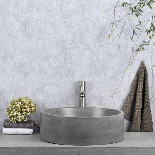 Opbouw waskom Differnz Marba rond 42cm beton donkergrijs