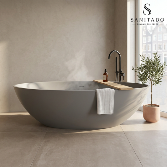 Vrijstaand ligbad Sanitado Elements Just New solid surface 180x85cm mat grijs
