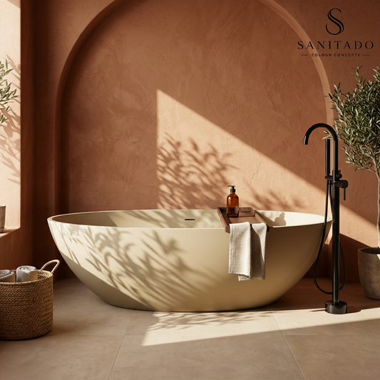 Vrijstaand ligbad Sanitado Elements Just New solid surface 180x85cm mat beige