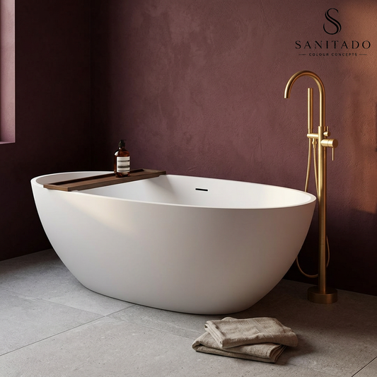 Vrijstaand ligbad Sanitado Elements Just New solid surface 180x85cm mat wit