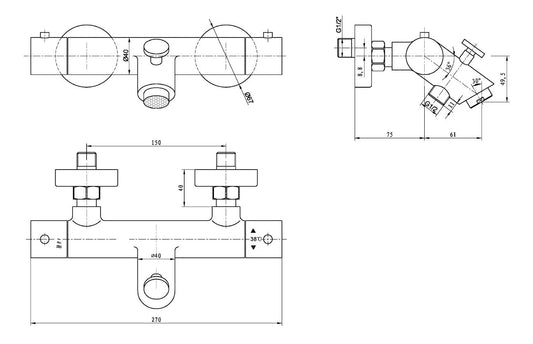 Thermostatische opbouw badkraan Sanitado Industry in mat zwart