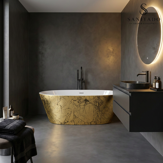 Vrijstaand ligbad Sanitado Industry Gold brush 172x75cm mat goud en wit
