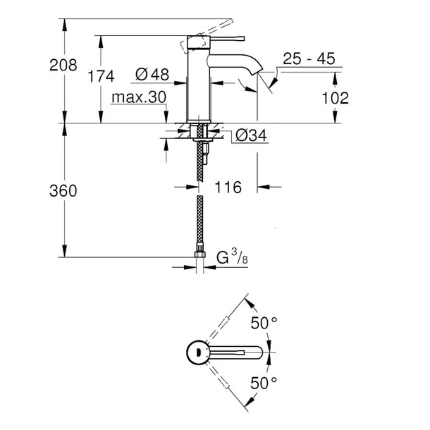 Wastafelmengkraan Grohe Essence S-size geborsteld hard graphite