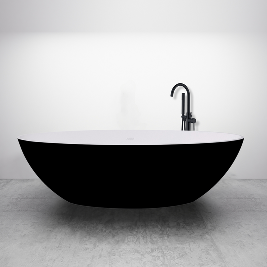 Vrijstaand ligbad Sanitado Elements Just New solid surface 180x85cm zwart en wit