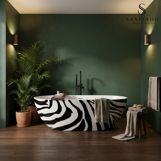 Vrijstaand ligbad Sanitado Industry Zebra 180x86cm zwart en wit