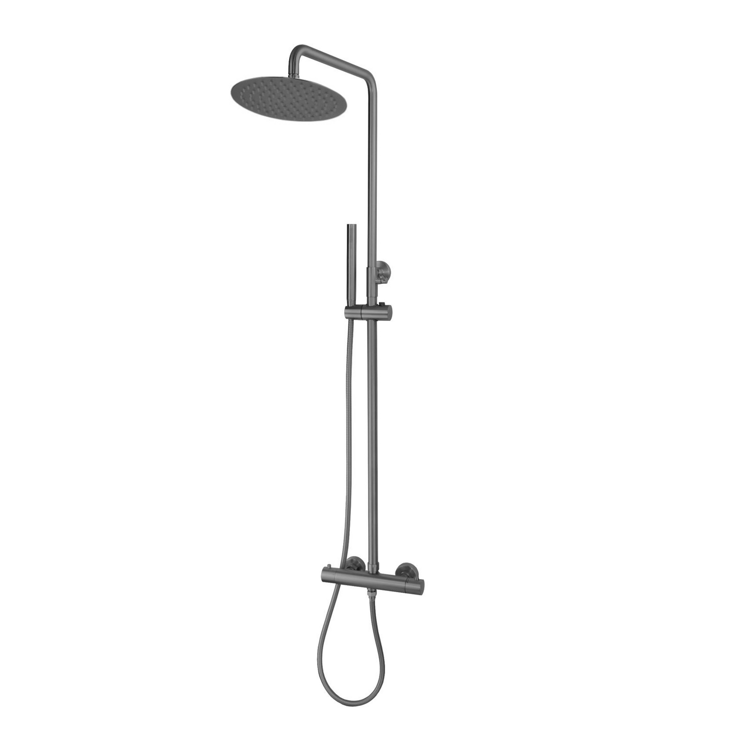 Complete thermostatische regendouche rond Sanitado Industry in gunmetal