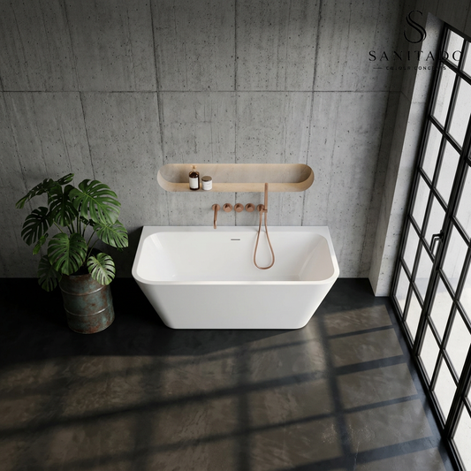Half vrijstaand ligbad Sanitado Industry Silmo 180x80cm mat wit