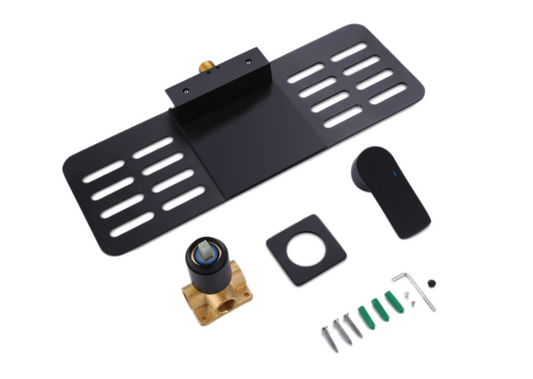 Complete badinbouwkraan waterval met planchet Sanitado Industry Emotie in mat zwart