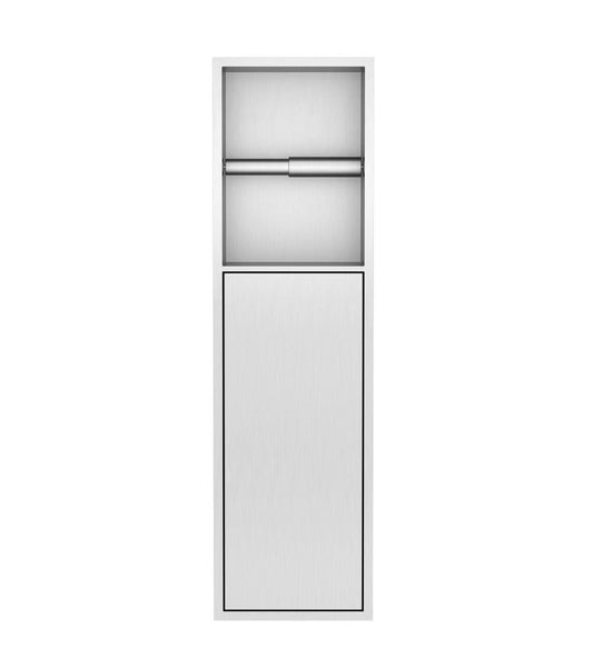 Badkamer inbouwnis 60x16x12cm Sanitado Industry toiletrolhouder en opbergkast in RVS