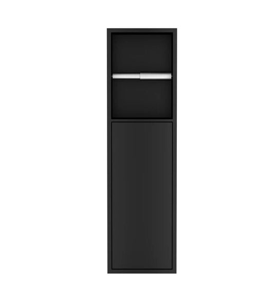 Badkamer inbouwnis 60x16x12cm Sanitado Industry toiletrolhouder en opbergkast in mat zwart