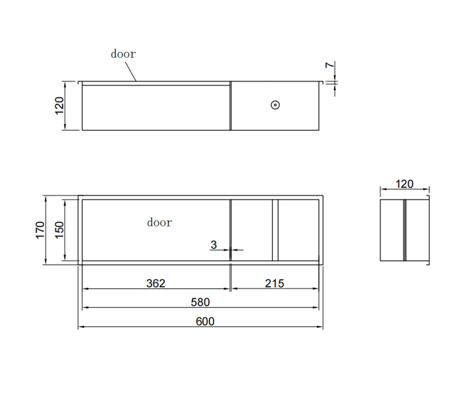 Badkamer inbouwnis 60x16x12cm Sanitado Industry toiletrolhouder en opbergkast in mat goud