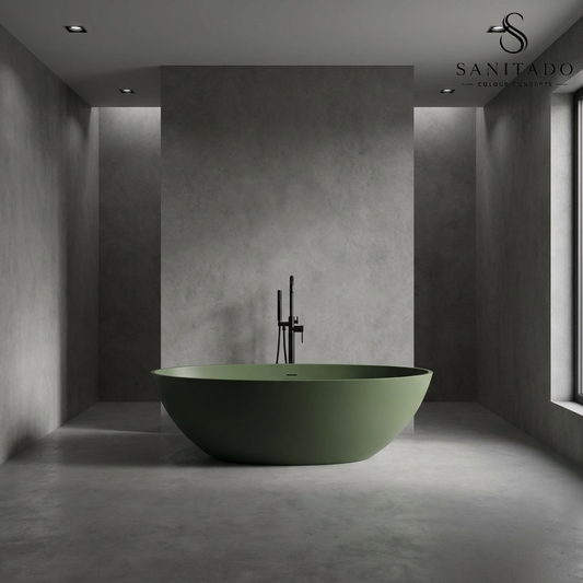 Vrijstaand ligbad Sanitado Elements Just New solid surface 180x85cm mat groen