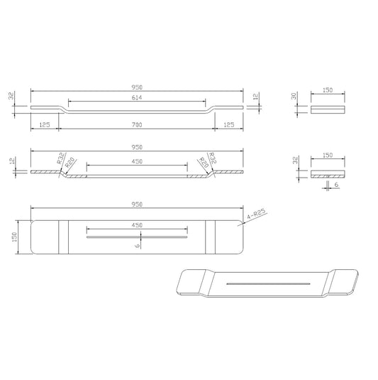 Badplank Sanitado Elements Hinza solid surface 95x15cm mat zwart