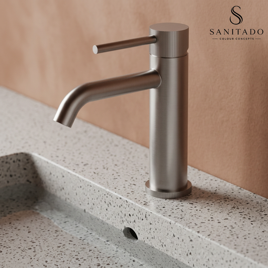 Sanitado Industry Ribbel Luxe Wastafelmengkraan Gebogen Uitloop RVS