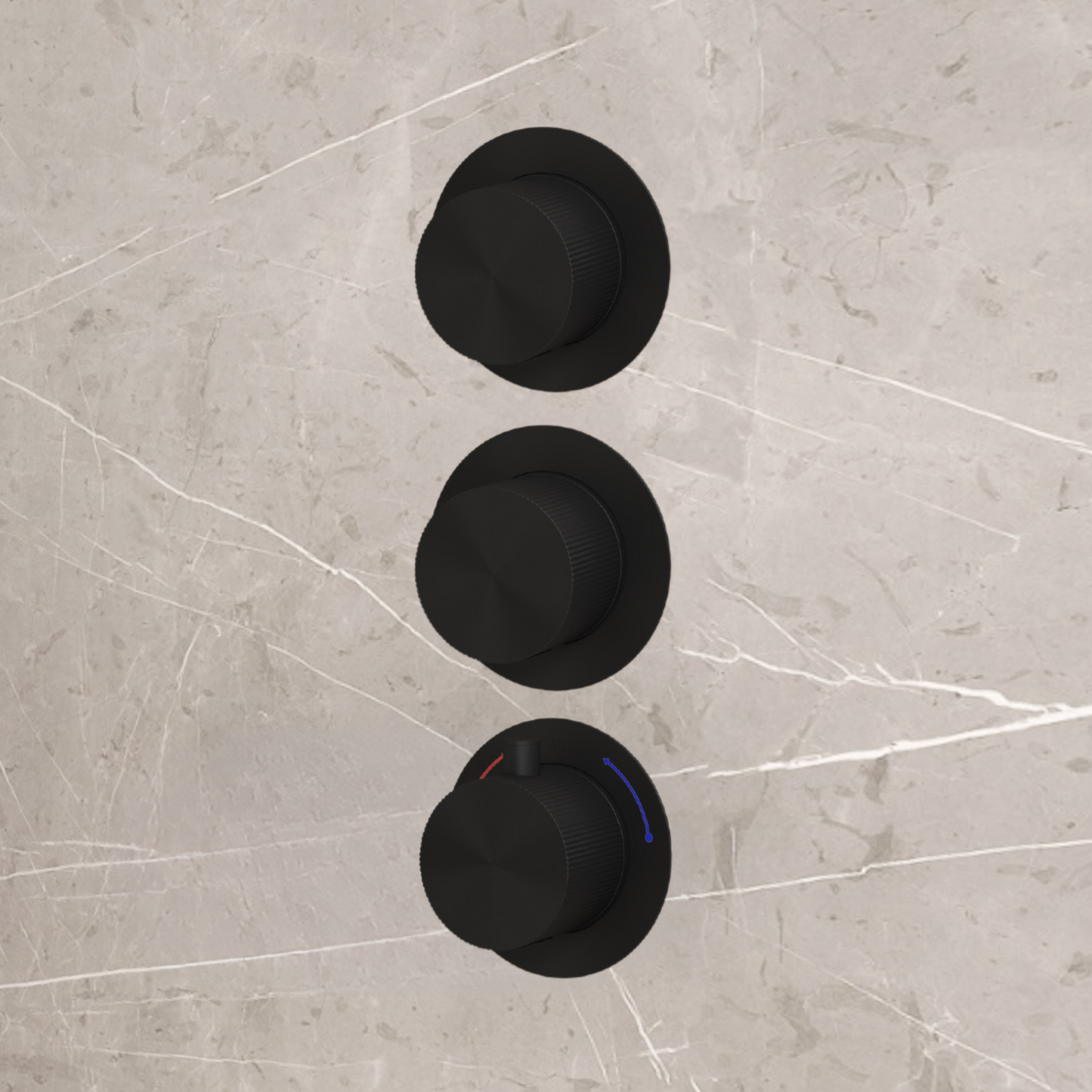 Complete 3-knops inbouw douche- of badthermostaat Sanitado Industry in mat zwart