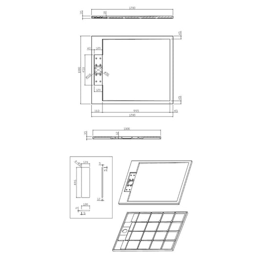 Sanitado Elements Decent Douchebak Mat Wit 120x100cm Solid Surface