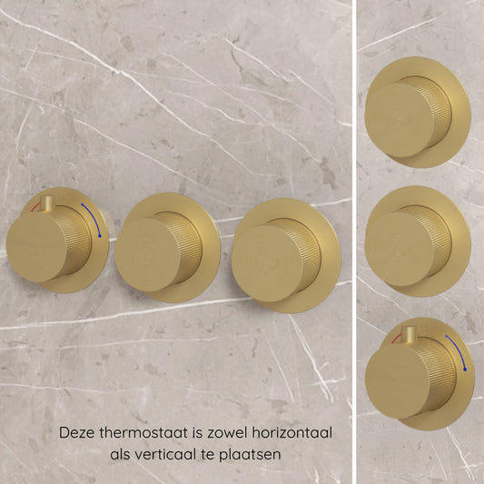Complete 3-knops inbouw douchekraanset Sanitado Industry in mat goud