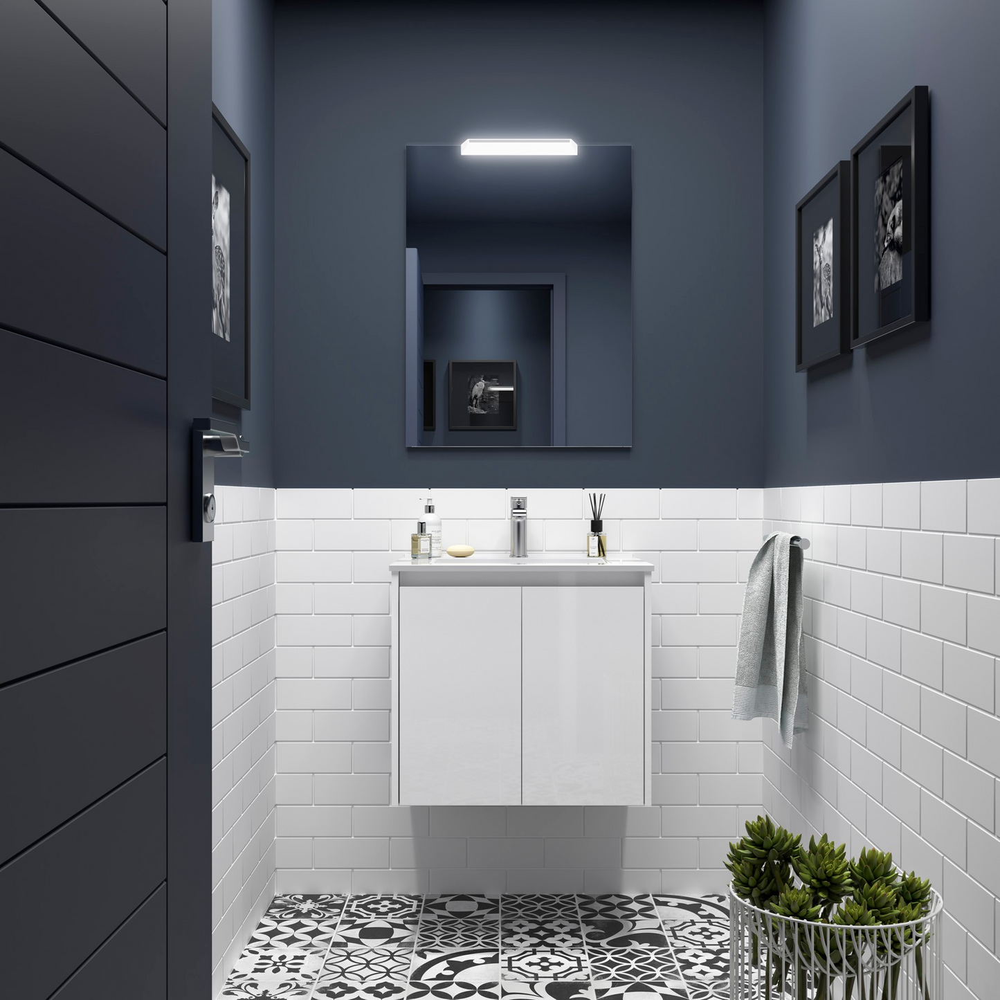 Badkamer meubelset Salgar Noja 60cm 2 deuren wit hoogglans