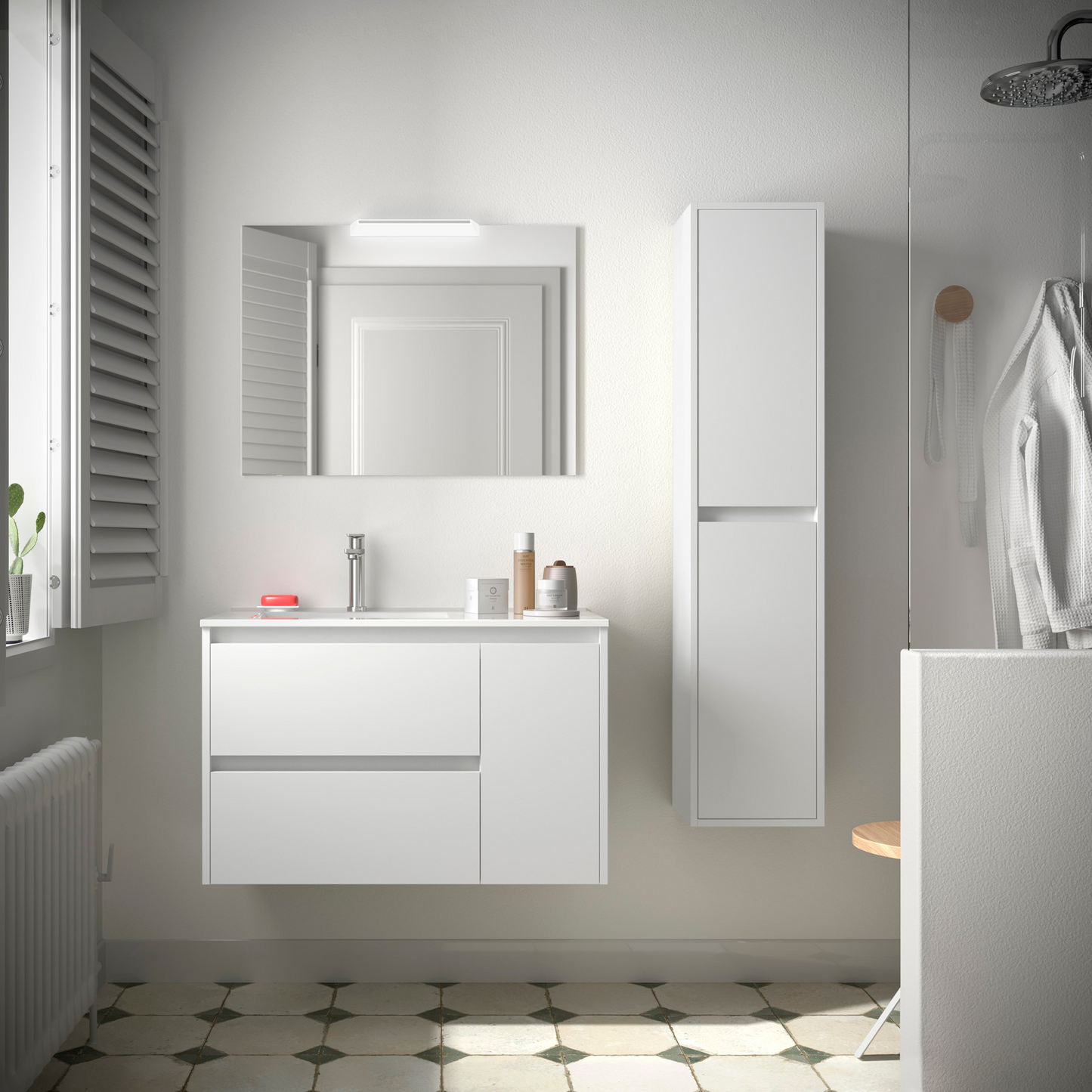 Badkamer kolomkast Salgar Noja 140cm wit mat