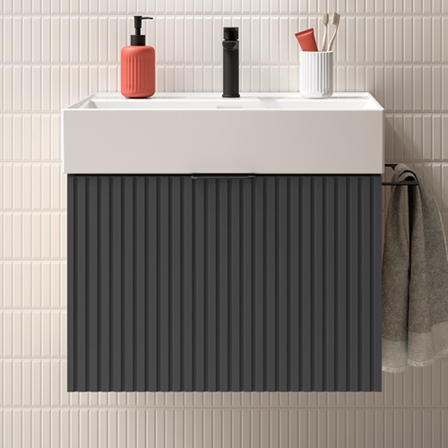 Badkamer onderkast en wastafel Salgar Biba 60cm 1 lade en 1 binnenlade Antraciet mat