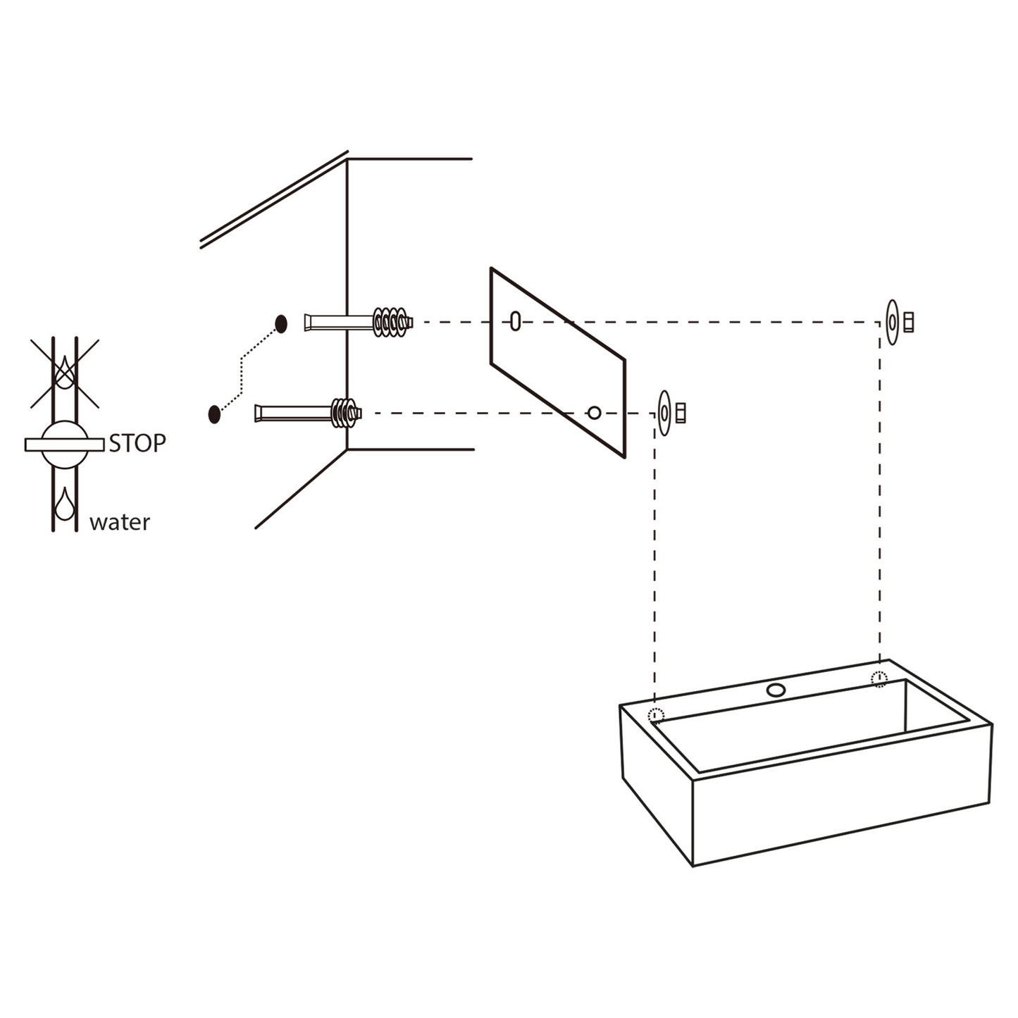 Complete fonteinset Differnz Flat 38x24 cm Beton en mat zwart