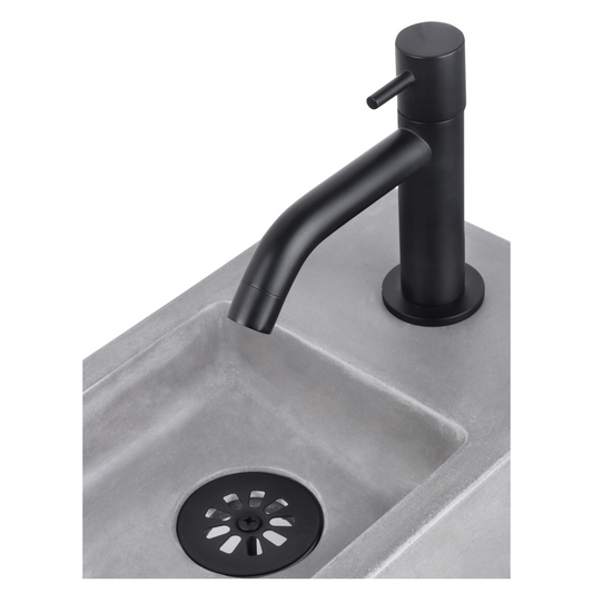 Complete fonteinset Differnz Force 40x22 cm donkergrijs beton en mat zwart gebogen kraan