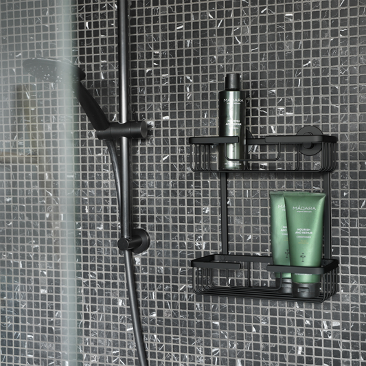 Douche draadmand Differnz rechthoek 2 laags 25cm x 30cm mat zwart