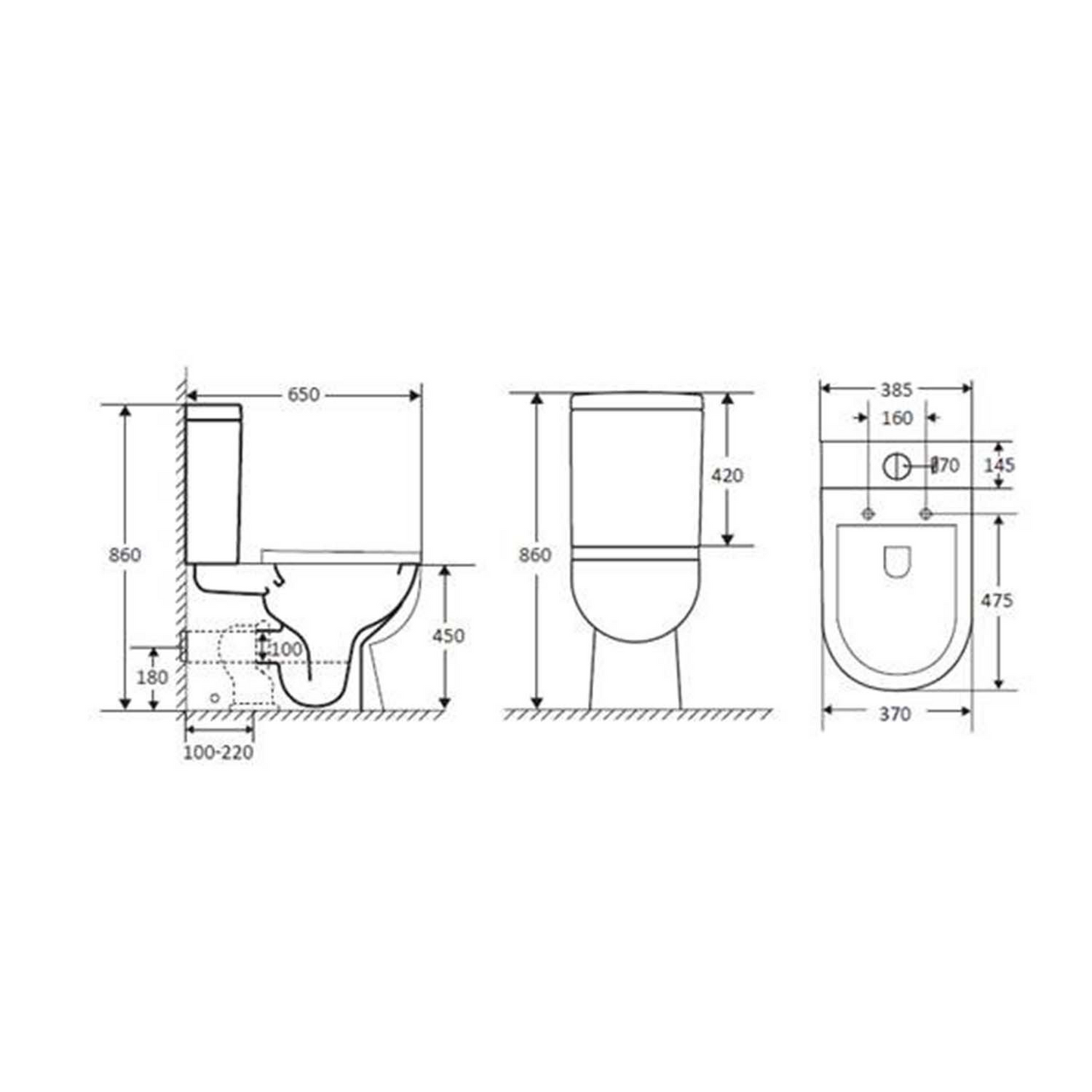 Compleet toilet Differnz duoblok rimlesss met toiletzitting in mat zwart
