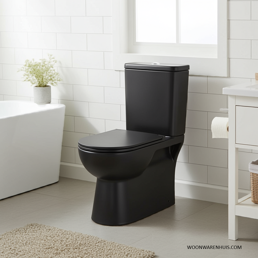 Compleet toilet Differnz duoblok rimlesss met toiletzitting in mat zwart