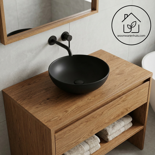 Opbouw waskom Differnz Slim rond 40cm keramiek mat zwart