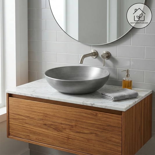 Opbouw waskom Differnz Slim rond 40cm keramiek donkergrijs