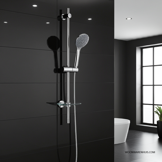 Complete glijstangset Riko chroom met 5 standen handdouche