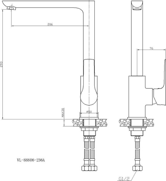 Keuken mengkraan Wiesbaden Casma zwart/chroom