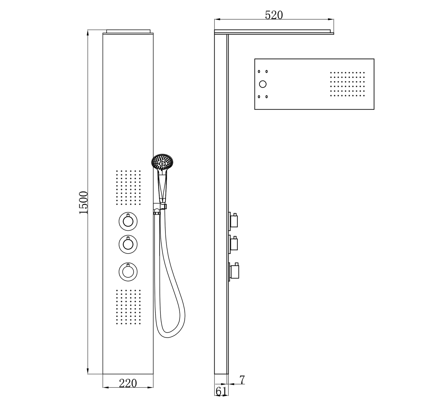 Thermostatische douchekolom Wiesbaden Ontario RVS