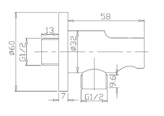 Wiesbaden Unimatch wandaansluitbocht met handdouchehouder rond 1/2" mat zwart