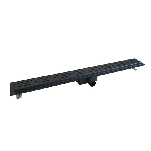 Douchegoot 100 cm met flens en designrooster mat zwart