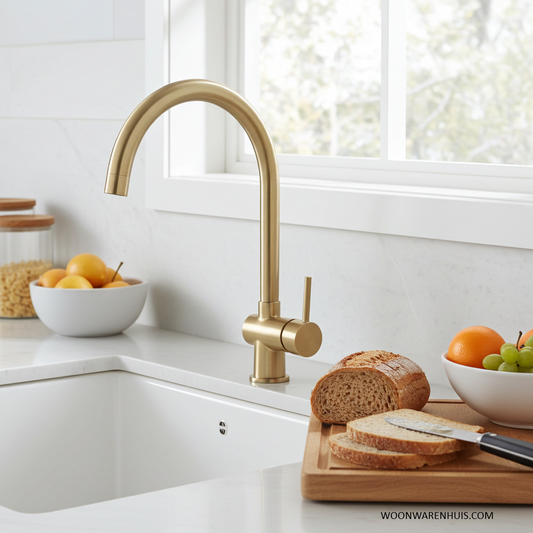 Keukenmengkraan Wiesbaden Caral met coldstart in PVD geborsteld messing