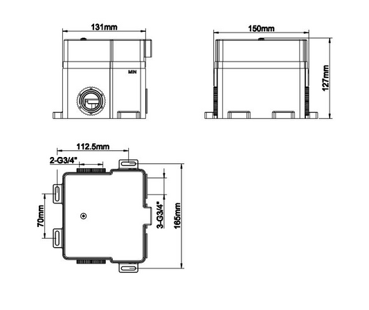 Inbouwbox Wiesbaden Caral Klik Pro 3-weg voor bad- en douchethermostaat
