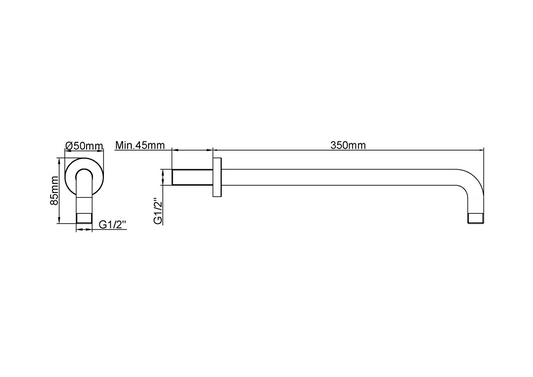 Wiesbaden Unimatch douchearm met muurbevestiging 35 cm geborsteld koper