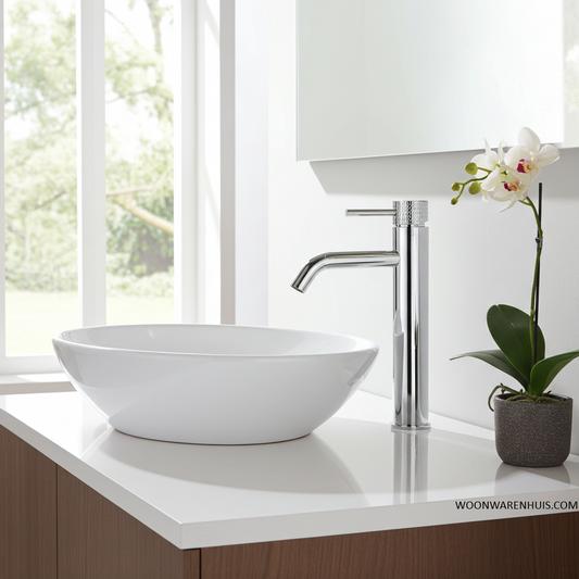 Wastafelmengkraan Wiesbaden Ribbd XL met coldstart in chroom