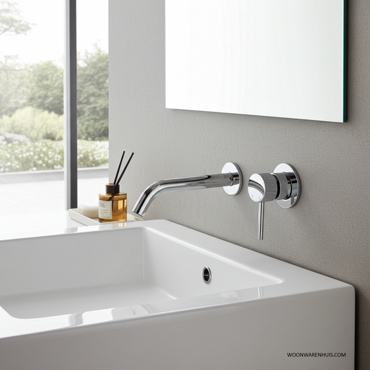 Inbouw wastafel- en badmengkraan Wiesbaden Ribbd in chroom