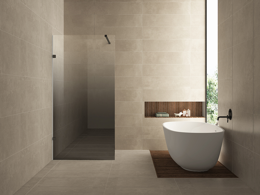 Inloopdouche Wiesbaden Less 90x200cm met geborsteld messing beslag en 8mm rookglas