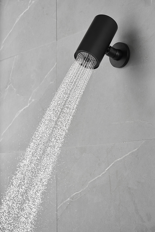 Wiesbaden Unimatch Beam hoofddouche rond 1 stand met muurbevestiging mat zwart