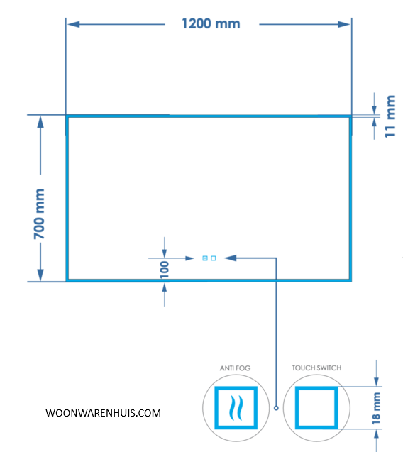 Badkamer spiegel GD Style 120cm met anticondens functie en indirecte/dimbare LED verlichting