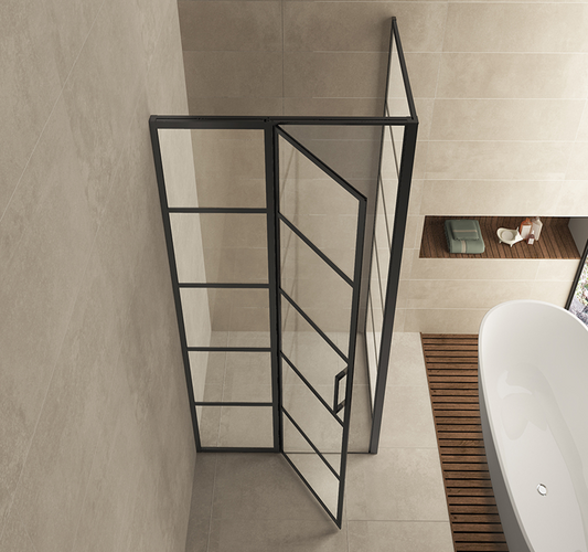 Vierkante douchecabine Wiesbaden Horizon 120x120x200 cm mat zwart